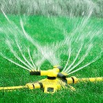 MattLxu Gartensprinkler mit einstellbarem Wasser-Spritzbereich geeignet for große Rasenflächen Automatik 360 Grad 3 Arm drehende Sprinkleranlage Sprinkler