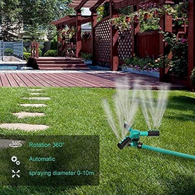 Staright Sprinkler Rotierender Rasensprinkler Spike Base Gartensprinkler Großflächige Abdeckung Automatisch einstellbare Wassersprinkler für Rasenflächen und Gärten im Freien