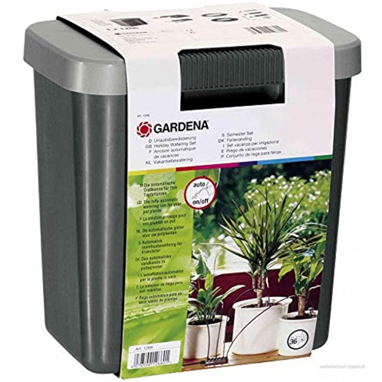 Gardena city gardening Urlaubsbewässerung: Beregnungs-Set mit Vorratsbehälter für drinnen und draußen Bewässerung von bis zu 36 Pflanzen 1266-20