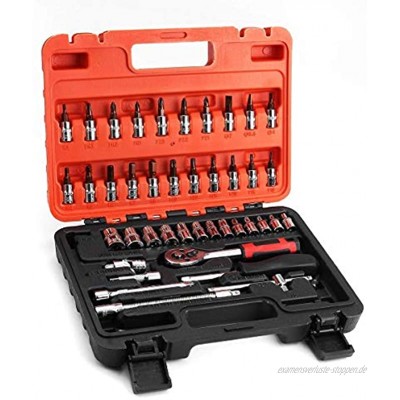 HSJWOSA Ergonomisch DIY Werkzeuge 46pcs 1 4 Zoll-Schlüssel-Reparatur-Werkzeuge Metric Steckschlüssel Screw Kit Hervorragend