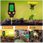 5-IN-1 Bodentester pH-Meter Digitaler Pflanzen Thermometer-Tester mit Beleuchtungsstärke Bodentemperatur Feuchtigkeit PH Umgebungsfeuchtigkeit,für Topfpflanzen Gärten Rasen