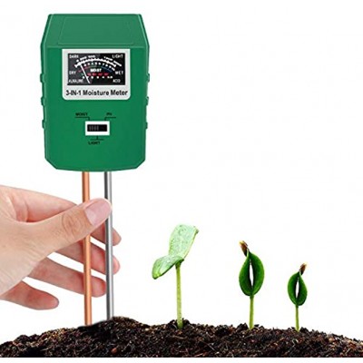 Bearbro Bodentester Boden-Feuchtigkeitsmesser 3 in 1 Bodentester für Feuchtigkeit Sonnenlicht pH-Tester für Pflanzen,Garten Bauernhof Rasen drinnen und draußen kein Batterien erforderlich