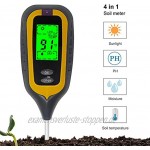 KETOTEK Bodentester 4 in 1 pH Feuchtigkeit Licht Temperatur Messgerät Digital pH Wert Messer Meter Tester Bodenfeuchtemesser Erde Garten Pflanzen Rasen Bodenfeuchtesensor