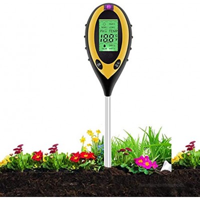 xwanli 4 in 1 Bodentester digitales Bodenmessgerät Boden Feuchtigkeit Meter Boden-Feuchtigkeitsmessgerät Feuchtigkeit Sonnenlicht pH-Tester für Pflanzenerde Garten Bauernhof Rasen