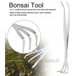 Deror Bonsai-Werkzeug 2-in-1-Wurzelharken-Edelstahl-Bonsai-Pinzette Bodenbewirtschaftungswerkzeug mit ergonomischem Griff
