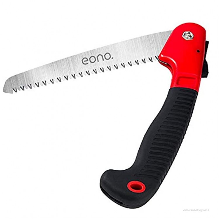 Brand – Eono 7-Zoll-Klapphandsäge Astsäge mit scharfer Klinge festem Griff und Sicherheitsverschluss Rot