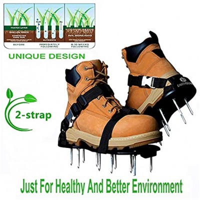 CRZJ Benzinvertikutierer Schuhe Belüfter Sandalen 2 verstellbare Träger Spikes Belüften Schuhe Rasen Gartenerde Gras Belüften Universal Größe