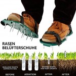 Rasenbelüfter Schuhe Neueste Ergonomie Vertikutierer Universelle Größe mit 4 Riemen Einstellbare Rasenbelüfter Nagelschuhe mit Spike für das Rasen Vertikutieren