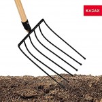 KADAX wirksame Harke mit D-Griff Rübengabel mit Arbeitsteil aus Stahl Gabel mit langem Stiel aus Holz Kartoffelgabel Gartenharke für Rüben 6 Zinken Schwarz