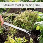 Wurzelkralle Harke 3 Gabelung Edelstahl Handgrubber Hand Rechen Bodenfräse Werkzeug mit ergonomischem Griff für Gartenarbeit Boden lockern