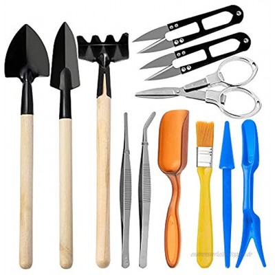 Gobesty Bonsai Werkzeug-Set 13 Stück Mini-Garten-Pflanzwerkzeug-Set Sukkulenten Werkzeuge Gartenwerkzeug für Gärten und Topfpflanze