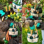 Lebensfrohh Gartenwerkzeugset 9-teiliger Gartengeräte-Set mit 4 Werkzeugen Tragetasche Sprühflasche Pflanzschilder Gartenhandschuhe Bindedraht