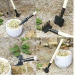 Oulensy 3Pcs Set Gartenarbeit-Werkzeug-Set Mini Bonsai-Anzüge dreiteilig Schaufel Rechen Gartengeräte Kombination Graben