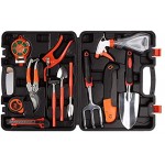 P & B 12 Stück Langlebig Garten Werkzeug-Set mit ergonomischen Griffen tragbar Storage Fall – Tolles Geschenk für Gärtner