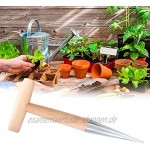 minifinker Garten-Dibber Hand-T-Form Strong Grip Bulb Dibber mit Holzgriff für die Bodenbohrung zum Pflanzen von Samen