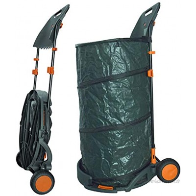 Agora-Tec® Laubsack Gartensack 160l selbstaufstellend fahrbar mit Rädern und faltbahr inkl. Halterung für Laubbesen und Besen