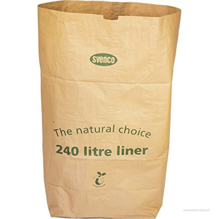 Alina kompostierbare Abfalltüte aus Papier für 240-l-Mülltonnen oder im Garten vollständig biologisch abbaubar 240 Liter braun 8 sacks