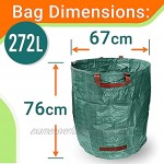 Robuste Gartenabfallsäcke – 272 Liter – 3 Säcke – Industrielle Griffe & Stoff – Garten grüne Abfallsäcke – wiederverwendbar