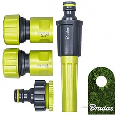 Bradas 4-teiliges Sprühset Gartenschlauch Spritzdüse Schnellkupplung für Schlauch 3 4" Lime LINE LE-05500-34K 4505