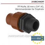 Kirchhoff Klemm-Kupplung 16mm AG 3 4 für Tropfrohr | Tropfschlauch | wassersparende Drip-Bewässerung | automatische Gartenbewässerung | Tröpfchenbewässerung für Garten Braun