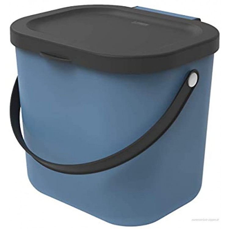 Rotho Albula Biomülleimer 6l mit Deckel und Henkel für die Küche Kunststoff PP BPA-frei blau anthrazit 6l 23,5 x 20,0 x 20,8 cm