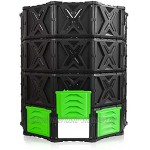 Großer XXL-Komposteimer für den Außenbereich 720 l einfache Montage keine Schrauben BPA-frei robust und langlebig grüne Tür