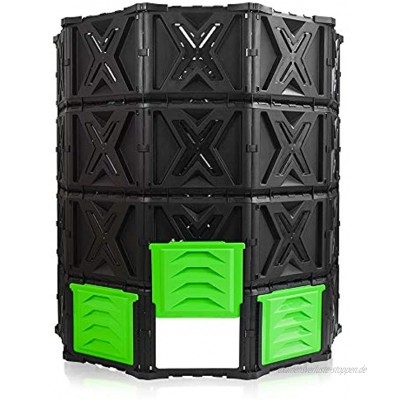 Großer XXL-Komposteimer für den Außenbereich 720 l einfache Montage keine Schrauben BPA-frei robust und langlebig grüne Tür