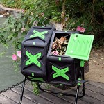 SQUEEZE Master Komposteimer Doppelkammer-Kompostbecher mit leichtgängigem Drehsystem für Garten 140 l Schwarz und Grün