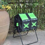 SQUEEZE Master Komposteimer Doppelkammer-Kompostbecher mit leichtgängigem Drehsystem für Garten 140 l Schwarz und Grün
