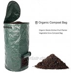 Stecto Garten Komposter Umwelt-Bio-Kompost-Gärbeutel mit Reißverschluss und Doppelgriffen Faltbarer Komposterbehälter zur Entsorgung von Küchenabfällen für den Garten
