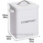 Xbopetda Edelstahl-Komposteimer für Küchenarbeitsplatte 3 Liter inkl. Kohlefilter mit Deckel und Griff Komposter für Zero-Abfall-Recycling Komposteimer – Weiß