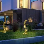 HEZHU LED Aussen Lampen Garten Gießkanne Lichter Solar Wasserfall Leuchten Beleuchtung