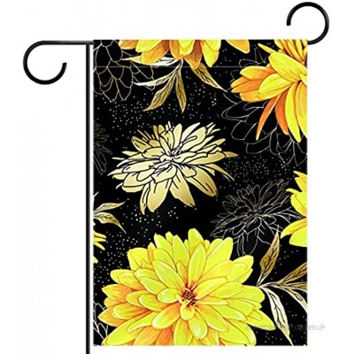 Liangbaiwan Gartenfahnen,Hofdekor Outdoor-Schild hängende Verzierung,Dage Blumenmuster schwarz,für Terrasse Topfdeck 12x18 Zoll