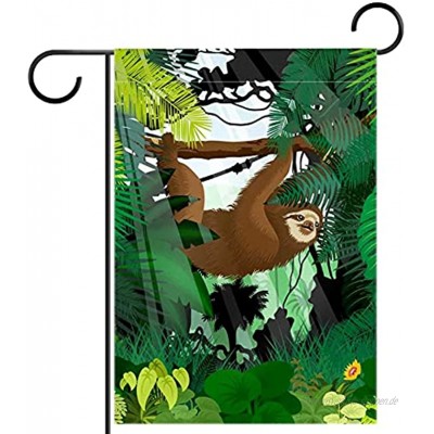 Liangbaiwan Gartenfahnen,Hofdekor Outdoor-Schild hängende Verzierung,Tropische Blätter tierischer Faultier,für Terrasse Topfdeck 12x18 Zoll