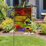 Liangbaiwan Gartenfahnen,Hofdekor Outdoor-Schild hängende Verzierung,Vogel,für Terrasse Topfdeck 12x18 Zoll