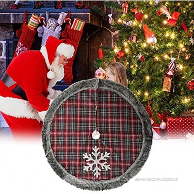 Ahagut Weihnachtsbaum Rock Schneeflocke Gedruckt Sackleinen Baum Röcke Weihnachtsdeko Verkleidet den Baumständer und bietet viel Platz