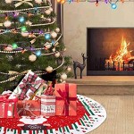 FANDE Weihnachtsbaumdecke Bodenmatte für Den Weihnachtsbaum Tannenbaum-Unterlage mit Weihnachtsmotiv Bedeckt Den Fuß des Baumes indem der Zügelfuß aus Eisen Verziert Wird 90CM Rot