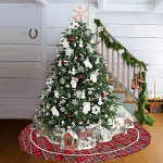 Leeko Weihnachtsbaumdecken Weihnachtsbaum Rock Dekoration Schutz vor Tannennadeln Weihnachtsbaumdecke Rund für Weihnachten Rot