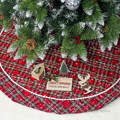 Leeko Weihnachtsbaumdecken Weihnachtsbaum Rock Dekoration Schutz vor Tannennadeln Weihnachtsbaumdecke Rund für Weihnachten Rot