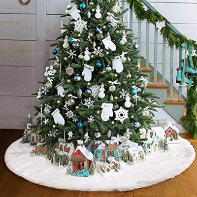 Lomire Baumdecke Weihnachtsbaum Rock Christbaumdecke Rund Weiß Weihnachtsbaumdecke Christbaumständer Teppich Decke Weihnachtsbaum Deko 90cm