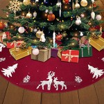 LOMOHOO Weihnachtsbaum-Rock 90mc gestrickt 3D-Elch-Weihnachtsbaum-Unterlage,Rustikaler roter Baumrock 48inch für Weihnachtsdekoration,für drinnen und draußen 32 inches