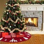 LOMOHOO Weihnachtsbaum-Rock 90mc gestrickt 3D-Elch-Weihnachtsbaum-Unterlage,Rustikaler roter Baumrock 48inch für Weihnachtsdekoration,für drinnen und draußen 32 inches