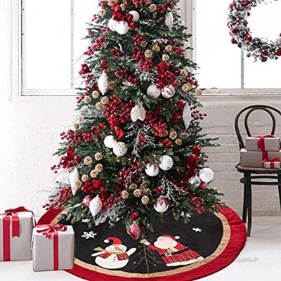 OldPAPA Weihnachtsbaum Rock 120CM Weihnachtsbaumrock Sankt und Schneemann-Muster-Leinwand Weihnachtsbaum Decke für Xmas Party Urlaub Dekorationen