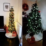 Vohoney Weihnachtsbaumdecke aus Sackleinen mit Schneeflocken 121,9 cm Weihnachtsbaum-Rock für Weihnachten Urlaub Zuhause Party-Dekorationen Baumrock für Silber 121,9 cm