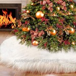 Windyeu Weihnachtsbaumdecke Weiß Rund Rock 78cm Durchmesser aus Mikrofaser Kunstpelz mit Doppelseite Schlitz Elegant Weich Deko 78cm