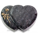 Grabplatte Grabstein Grabherz Urnengrabstein Amoureux 40 x 30 x 7 cm Orion-Granit poliert inkl. Gravur Bronze-Ornament Rose 10