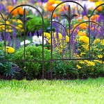 Relaxdays Beeteinfassung zum Stecken 4 Zaunelemente HxB: 28,5 x 39 cm Metall Beetzaun für Garten Vintage schwarz