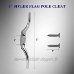 Anley 2 Stück Silber FlagPole Fall Seil Cleat Haken 6 Zoll Rostfreie Zinklegierung Montageschrauben im Lieferumfang enthalten