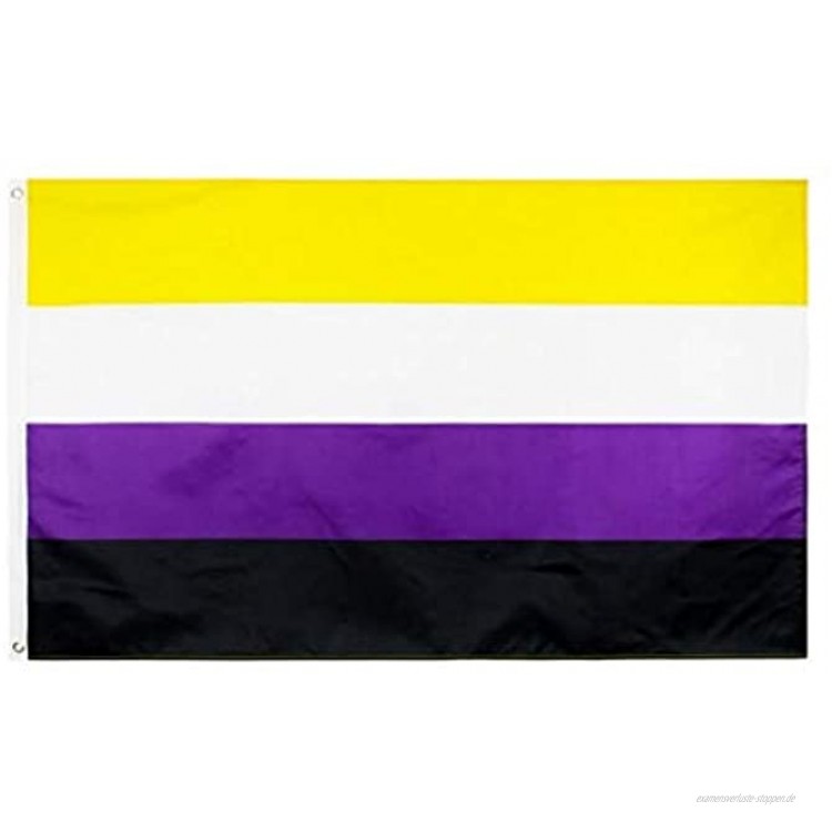 BYFRI 3x5 Ft Nicht-Binär-Stolz-Flagge Lebendige Farben und UV-lichtbeständig doppelt umnäht Nb Stolz Gender Gender Identity Flags Polyester mit Messingösen
