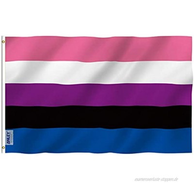 Anley Fly Breeze 3x5 Fuß Genderfluid Flag Lebendige Farbe und UV-beständig Canvas Header und doppelt genäht Genderfluid Pride Flags Polyester mit Messingösen 3 X 5 Ft